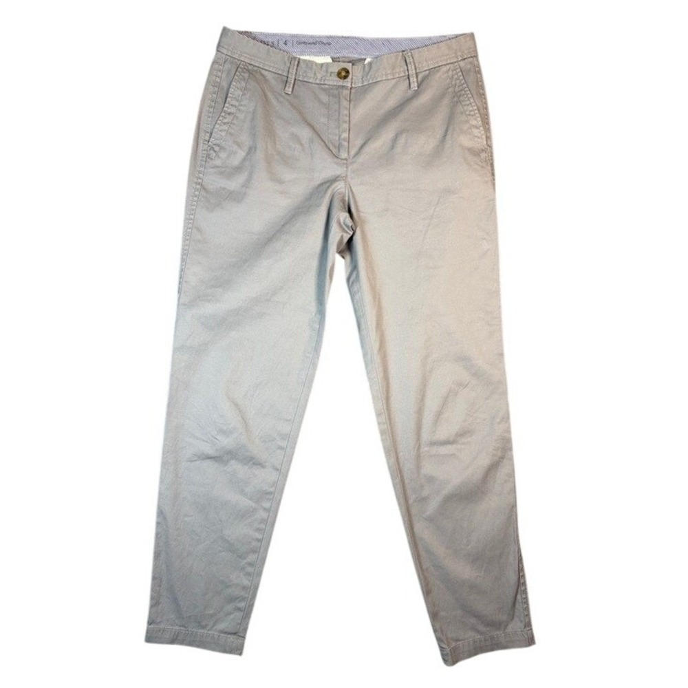 Talbots Girlfriend Chino Pants Womens 4 Gray Slim Leg Mid Rise Stretch Cotton